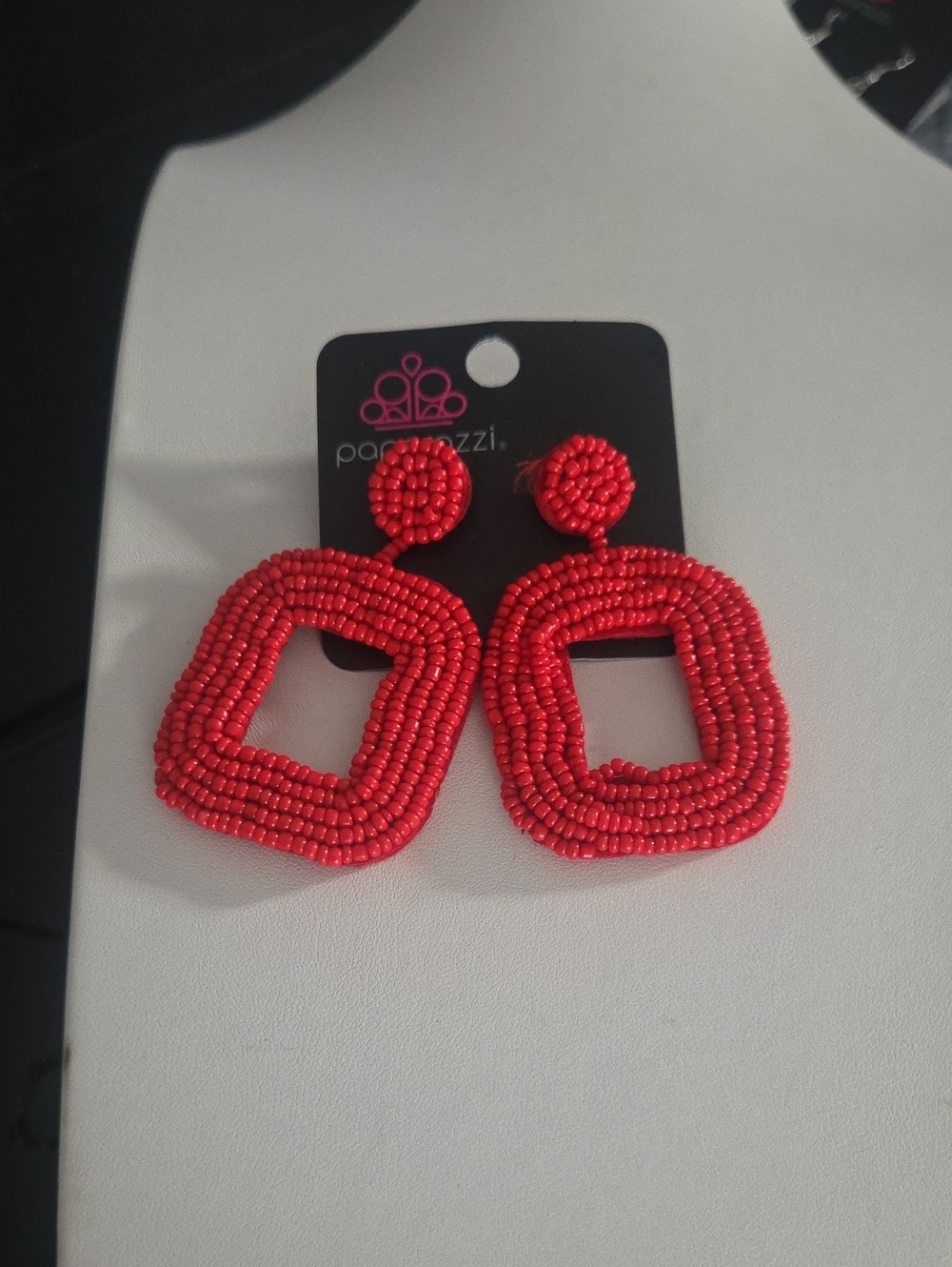 Paparazzi Red Seed Bead Post Earrings NWT